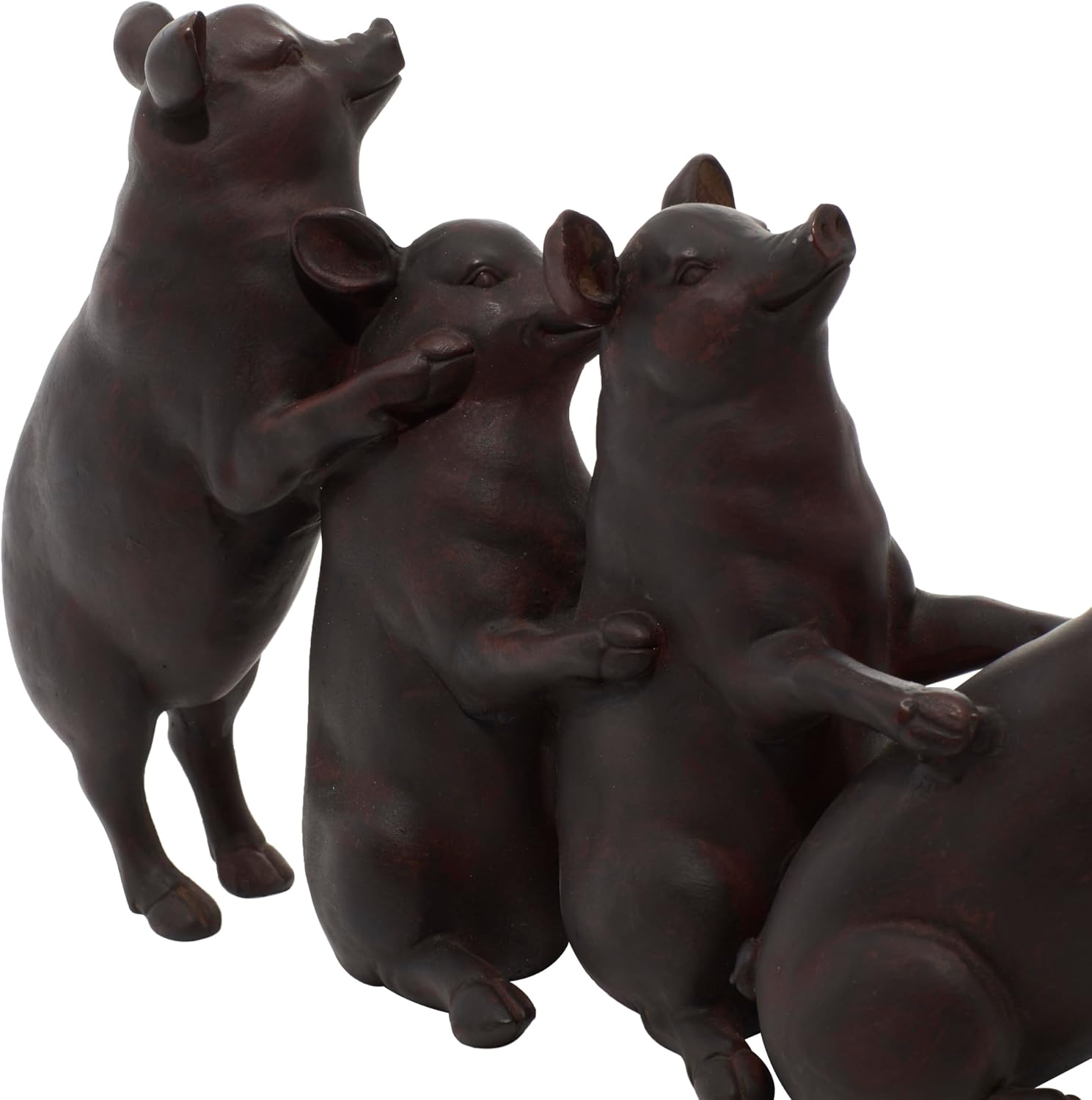 Deco 79 Polystone Pig Decorative Sculpture Home Decor Statue, Accent Figurine 13" x 4" x 7", Dark Brown