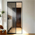 Aluminum Frame Retractable Accordion Sliding Door with Lock, Custom No-Drill Folding Door for Interior Bedroom Bathroom Balcony, Closet, Privacy Divider(Black,24x84in(61x213cm))