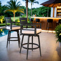 Modern Outdoor Bar Stools Set of 2 Swivel Patio Bar Chairs with 360° Rotation and Cushion with Sunbrella Fabric Weather-Resistant Aluminum Frame Patio Bar Stool for Deck Garden