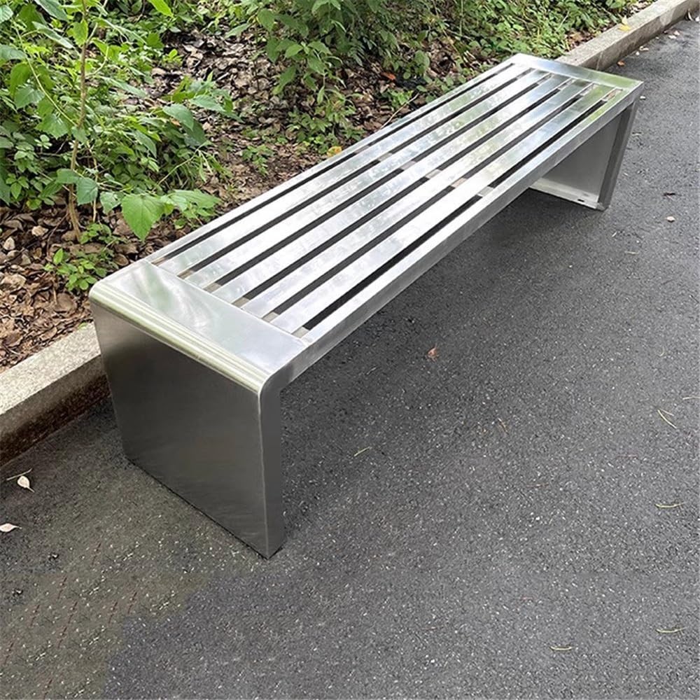 Garden Garden Metal Bench, No Backrest Stainless Steel Chair, for Outdoor Park Leisure Seating Seat(Medium)