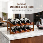 Bamboo Wine Rack, Sturdy and Durable Wine Storage Cabinet Shelf, Wine Racks Countertop for Pantry,Kitchen，2 Layers 8bottles Wine Racks countertop