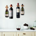 Lily's Home Bar Wall Mount Single Wine Bottle Display Holder, Set of 4, Industrial Design with Mounting Hardware, Works with Wine or Liquor Bottles, Copper Finish (4-1/2” x 1-3/8” x 2-3/4”)