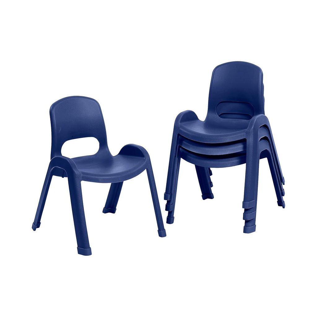 ECR4Kids Plastic Stackable SitRight Chair, 11in, Classroom Furniture, Navy, 4-Pack