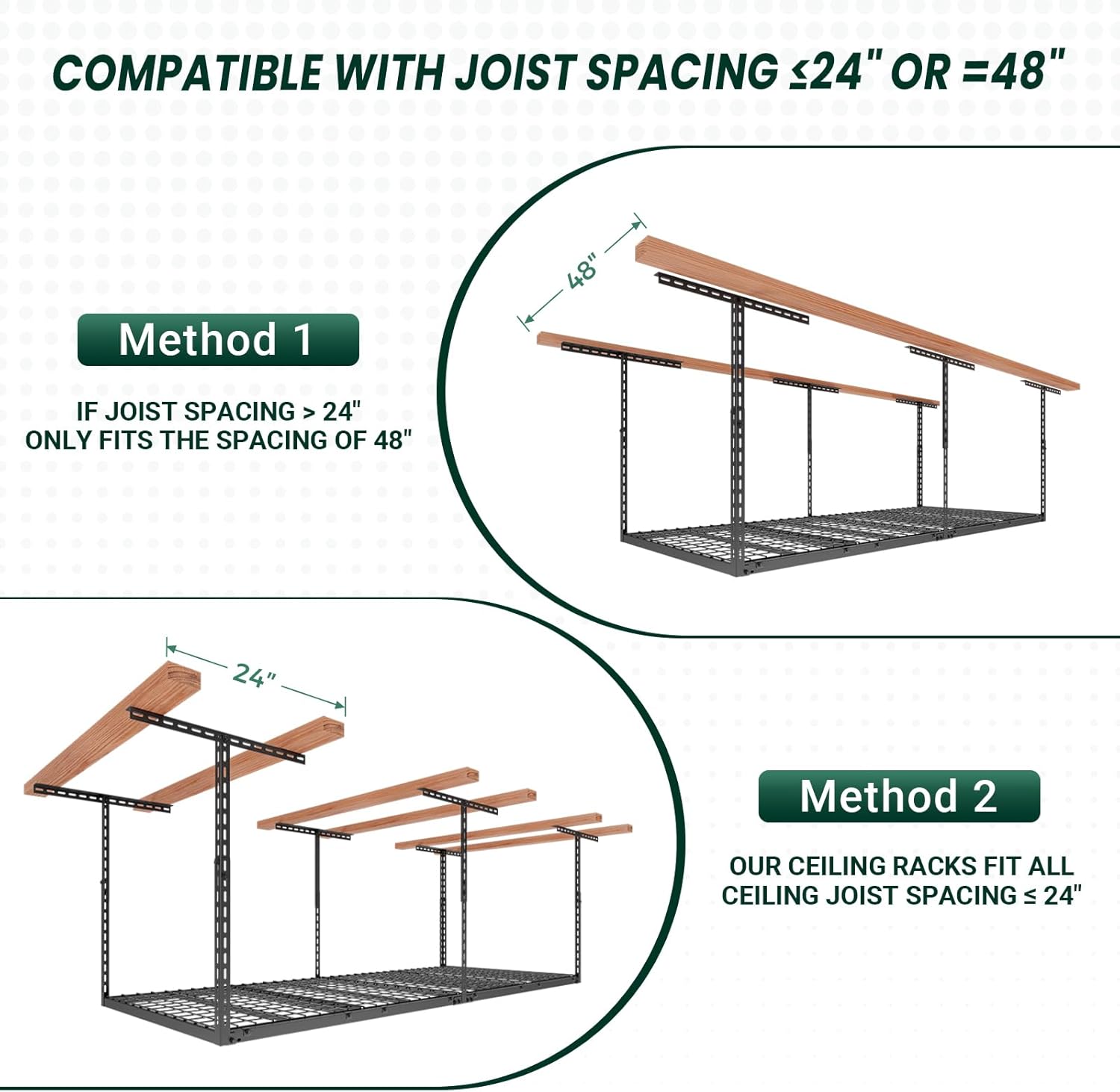 3x8 FT Overhead Garage Storage Rack, 26"-40" Height Adjustable Heavy Duty Garage Ceiling Storage Rack, 750LBS Capacity Metal Hanging Organizer System for Garage