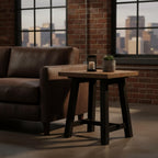 Adam Rustic Industrial Side Table – 21” Solid Wood Square End Table with Natural Wood Top & Distressed Black Frame – Easy Assembly for Living Room or Apartment by Alaterre Furniture