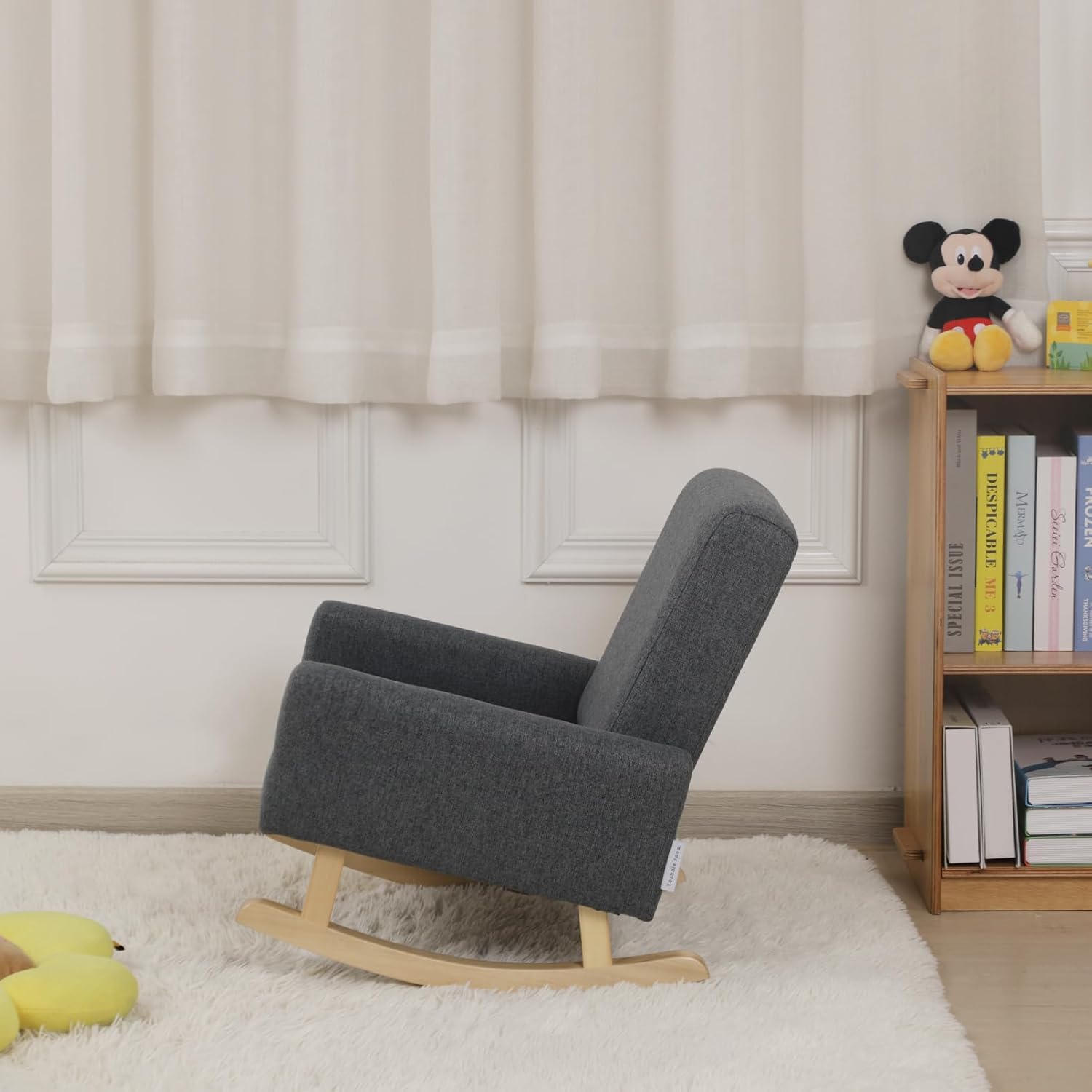 Baby Rocking Chair, Toddler Chair,Kids Sofa,Sofa for Children,Linen Fabric and Solid Shaky Foot,Kids Rocking Armchair for Unisex Children Using,Birthday Gift (Grey)