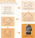 Cloud Large Bean Bag Chair with Ottoman, Corduroy Fabric+35D Memory Foam Big Beanbag Chair for Adults,Lounger Chairs Sofa Boneless Puff Chair for Living Room (Gray)