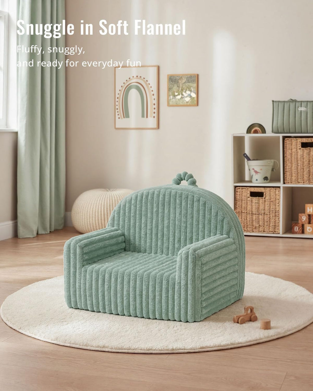 Blissful Diary Kids Chair, Soft Kids Armchair, Comfortable Kids Couch Sofa for Reading Playing, Kids Furniture for Boys and Girls Gift, Sage Green