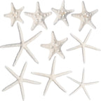 Nautical Crush Trading Starfish & Knobby Starfish Decor - (5) White Starfish 4-6" and (5) Knobby Starfish 2-3.5" - Beach Wedding Decor - Coastal Party Decorations - Seashell Decor