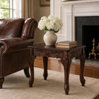 Traditional Dark Cherry Wood End Table with Claw Feet Ornate Vintage Side Table for Living Room Bedroom Sofa Side Accent Table Classic Furniture