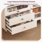 Tall Kitchen Storage Hutch Cabinet, Pantry Cabinet with Storage Drawers, Coffee Bar Workstation, Freestanding Kitchen Cupboard, for Dining Room, Living Room(White,135x100cm/53.1x39.4in)