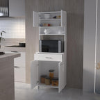 66" H Kitchen Pantry Cabinet Storage,4-Door Wooden Cupboard Credenza Bufffet Cabinet Freestanding Kitchen Hutch with Wine Coffee Bar Microwave Stand,White