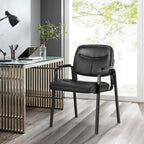 Office Waiting Room Chairs Guest Reception Chair with Arms, No Wheels, PU Leather for Breakroom, Lobby and Customer, Lower Back 1PC