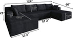 124 Inch Oversized Boneless Sectional Sofa Cloud Couch for Living Room - Symmetrical U Shaped Modular Couches Set with Double Chaise, No Assembly Floor Compression Sofa & Couch