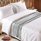 Gray Black Ombre Bed Runner King Size, Modern Abstract Art Oil Painting Bed Scarf Protector Slipcover for Bedroom Wedding Room Hotel, Bedding Runner Throws for Foot of Beds 94"x20"