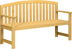 Wood Garden Bench, 56 in Natural 2-Seater Outdoor Patio Bench Park Bench with Backrest and Armrests, Wooden Loveseat Seating for Porch Poolside Balcony Backyard