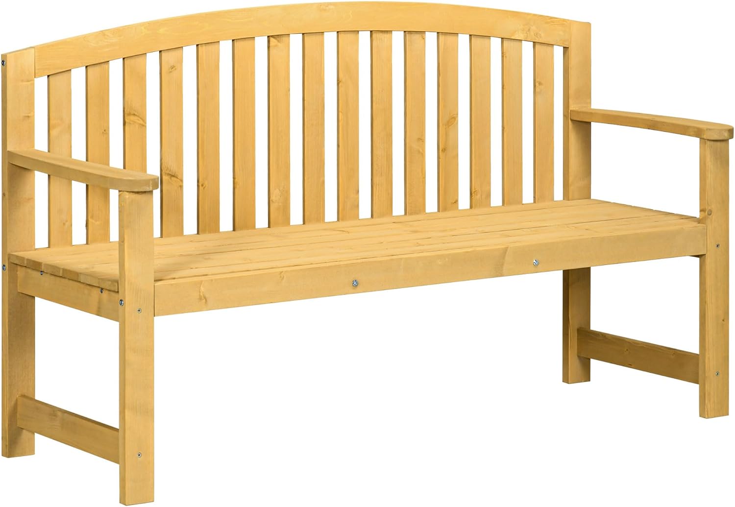 Wood Garden Bench, 56 in Natural 2-Seater Outdoor Patio Bench Park Bench with Backrest and Armrests, Wooden Loveseat Seating for Porch Poolside Balcony Backyard