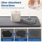 Extra Large Kitchen Sink Caddy Organizer, Stainless Steel Sponge Holder for Kitchen Sink with Brush Holder, Diatomite Stone Sink Tray for Soap Dispenser, Sponge, Bathroom Countertop Organizer, Silver