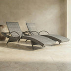 OVENTA Outdoor Wicker Patio Chaise Lounge Chair Set of 2, Gray Rattan Pool Furniture Lounger for Outside Poolside Lounges, Jumbo Co Chaise Lounge Chairs, Wicker Patio Pool Furniture