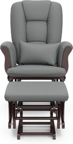 Storkcraft Tuscany Glider and Ottoman with Lumbar Pillow, Espresso/Gray | GREENGUARD Gold Certified, Bonus Lumbar Cushion Included, Solid Wood Base, Smooth Motion, Award-Winning Nursery Rocking Chair