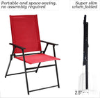 Anmutig Red Patio Folding Chairs, Outdoor Portable Dining Chairs Set of 4 | For Lawn Garden and Porch