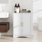 Tangkula Bathroom Floor Storage Cabinet, 31.5" H Freestanding Pantry Cabinet with 2 Doors and Adjustable Shelves, Kitchen Cupboard for Living Room, Dining Room, Bathroom (White, 31.5" H)