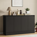 Housoul Buffet Cabinet with Storage, Coffee Bar Cabinet with 4 Doors and Adjustable Shelf, Modern Kitchen Buffet Sideboard for Kitchen, Black