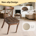 Chair Cushions for Dining Chairs 2 Pack, 18"x18"x3", Coffee | Non-Slip, Tufted, with Ties, Textured, Comfortable, for Kitchen, Dining Room, Home Offices, Living Room, Bars, Indoor