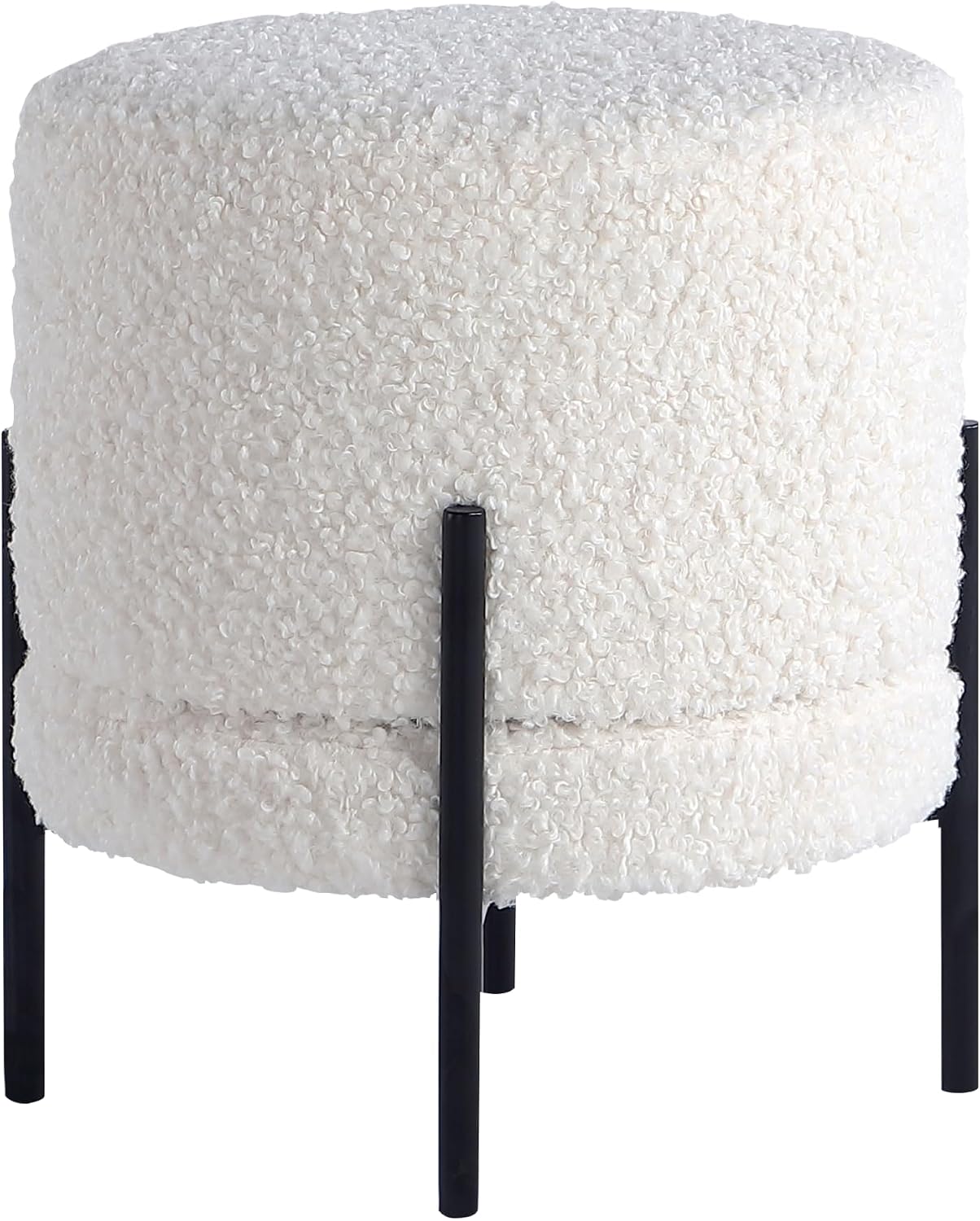 Get Set Style Multifunctional Ottoman with Side Table, Soft Round Footrest Stool,Vanity Stool with Metal Legs, Modern Decorative Furniture Vanity Chair for Makeup Room, Bedroom, Living Room