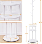 VECELO Coat Rack Freestanding, Entryway Hanger Stand, Umbrella Holder, Hall Tree With Hooks, Floor Standing Tree Stand,White