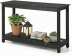 Outdoor Console Table, 48" Weather Resistant HIPS Patio Side Table, 440LBS Weight Capacity, 2-Tier Multifunctional Buffet Bar Storage Organizer for Garden Deck, Black