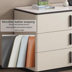 3 Drawer Nightstand, Rock Board Bed end Side Table Cabinet, Bedside Desk Leather Finish, Wooden Night Stand with Metal Handle, for Bedroom & Officesssss(Khaki,35.4 * 15.7 * 23.6")