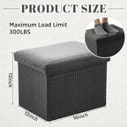 Thyle Storage Ottoman with Lid, Foldable Foot Rest Stool with Hidden Storage, Corduroy Ottoman for Living Room Bedroom Dorm Under Desk, 16x12x12 Inch(Grey)