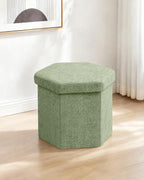 B FSOBEIIALEO Storage Ottoman Cube Hexagonal Pouf Ottomans, Foot Rest Seat for Sofa Footrest Entryway Shoe Footstool for Living Room/Bedroom/Entrway Chenille Green 16.93"x15"x15"