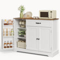 Ahomly Buffet Cabinet, Coffee Bar, Sideboard Cabinet with Internal Storage Shelf for Dining Room, Kitchen, Living Room, Kitchen and Laundry Room,White and Rustic