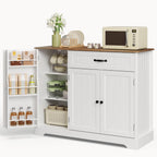 Ahomly Buffet Cabinet, Coffee Bar, Sideboard Cabinet with Internal Storage Shelf for Dining Room, Kitchen, Living Room, Kitchen and Laundry Room,White and Rustic