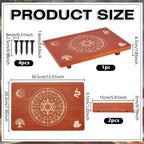 UNICRAFTALE Altar Table Wooden Small Altar Table 7.99x12 Inch Brown Meditation Table Engraved The Twelve Zodiac Rings Tree of Life Pattrns on Table Top for Room Decor Wiccan Supplies