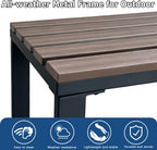 46" Outdoor Metal Backless Bench, All-Weather Patio Garden Bench for Backyard, Porch, or Lawn, Durable Steel Bench for Outdoor Spaces, Walnut