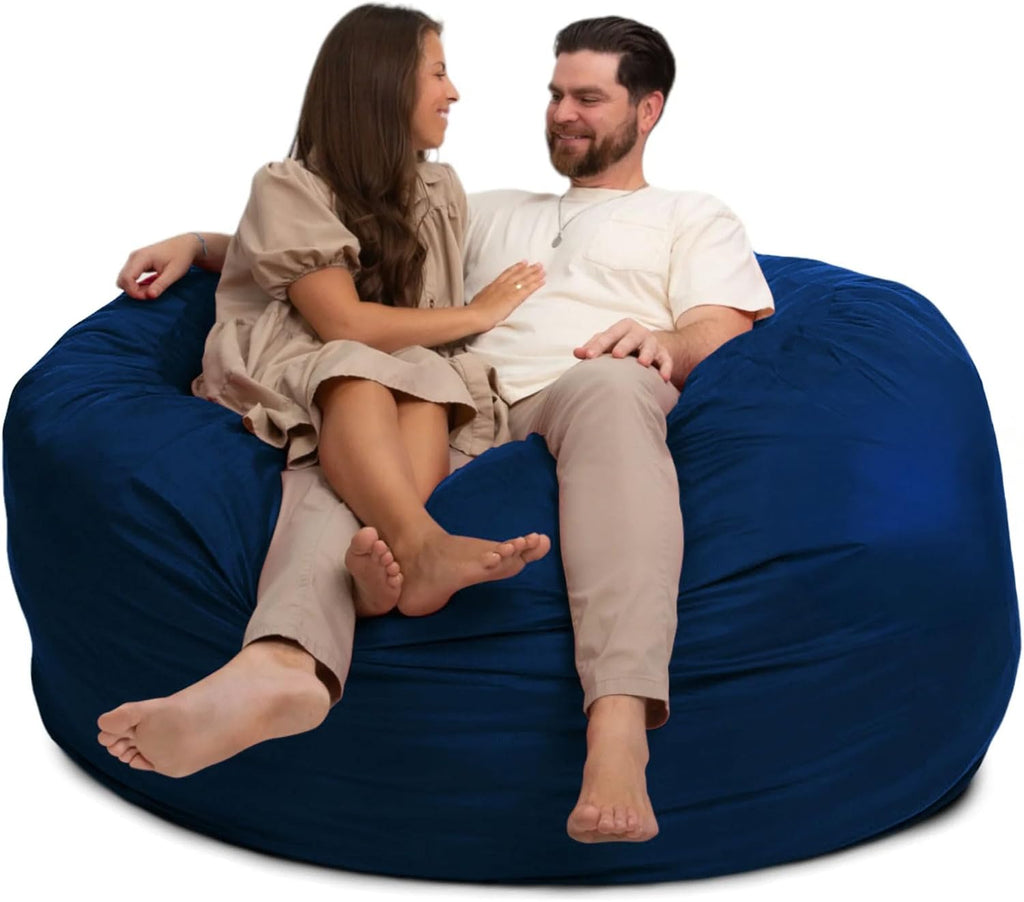 ULTIMATE SACK 6ft Bean Bag Chair, Oversize Bean Bag Chair for Adults, Comfy Chair Bean Bag Couch Lounge Sofa Loveseat Furniture | Navy Suede