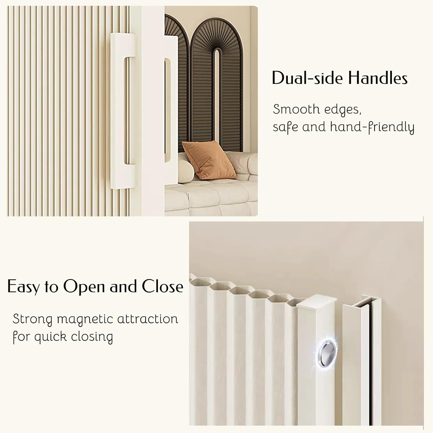 H 80 85 90 95 in Foldable Sliding Door Without Drilling, Trackless Collapsible Door for Bathroom/Kitchen, Honeycomb Accordion Door, Insulated from Cold or Hot Air(White,60x95in)