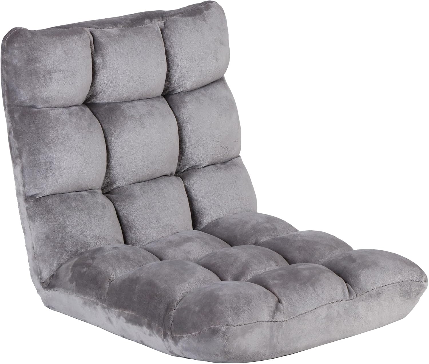 Nouva Adjustable Floor Chair 14-Position Sofa Bed Foldable Cushion Video Gaming Chairs Bean Bag Chair Reading Seating for Adults Kids Teens for Bedroom Living Room Indoor Use,Grey
