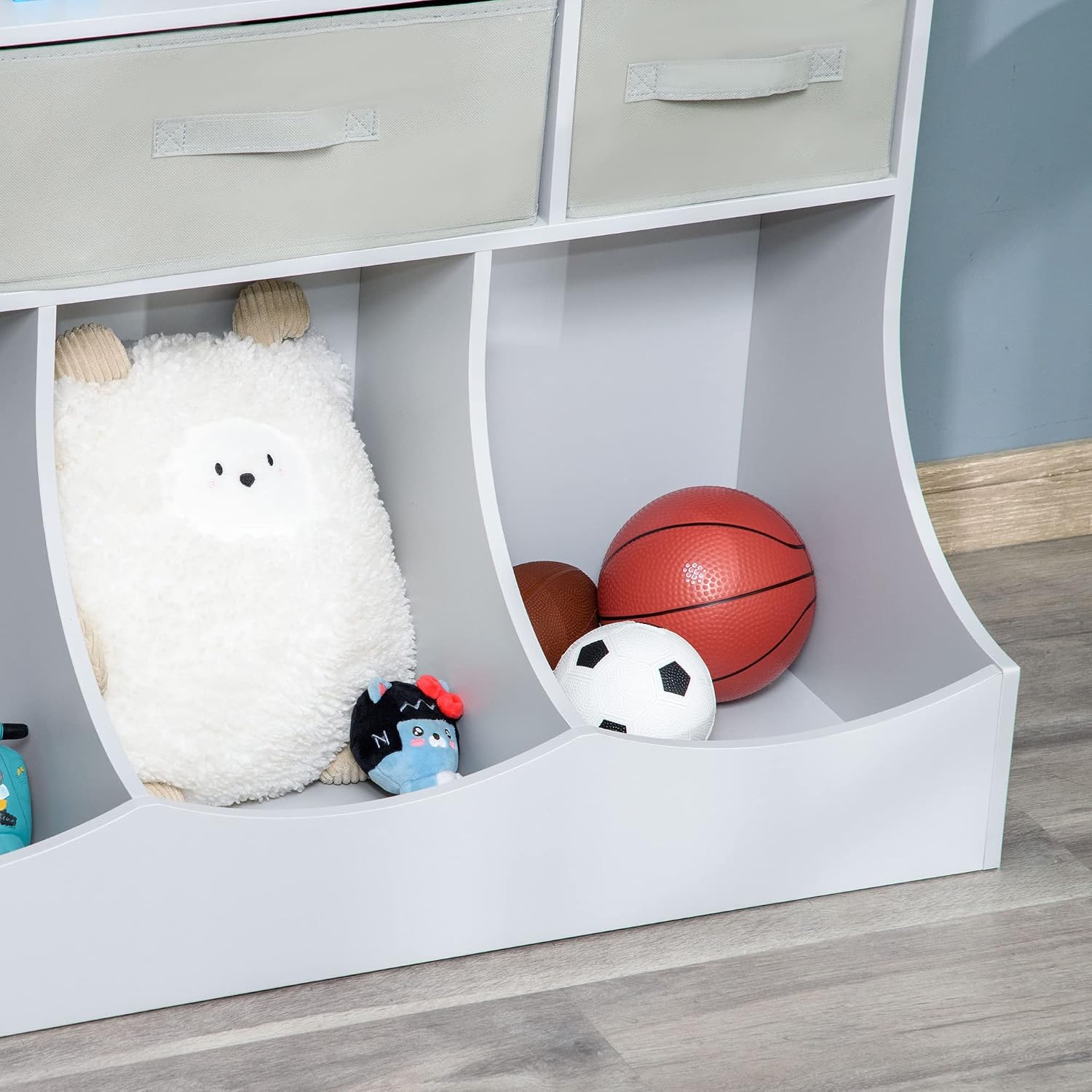 Bookcase, Toy Storage Organizer Cabinet, Children Display Bookshelf with Drawers for Toys, Clothes, Books, Grey