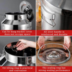 15l/20l/28l/35l Stainless Steel Milk Storage Can - Airtight Milk Transport Bucket with Silicone Lid for Home Brewing, Wine Making, and Water Storage Without Tap 35L