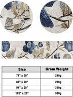 Bed Runner for King Size Bed, Blue Gray Spring Floral Decorative Bed Scarf Throws for Foot of Bed, Vintage Botanical Luxury Bedding Slipcover Bed Runners for Hotel/Home, 94 x 20 Inch