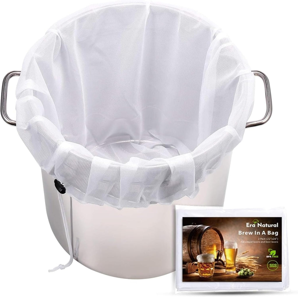 Extra Large 26x22 Inch Fine Mesh Brew Bags 3 Pack for Home Brewing Beer, Wine, Cider, and Jam