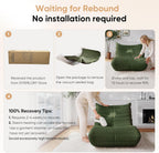 Giant Bean Bag Chairs for Adults Teen Reading Chair Togo Sofa Boneless Floor Couch Comfy Memory Foam Teddy Fleece BeanBag Fireside Lounge Chair for Living Room Bedroom, Green, 1 Seater