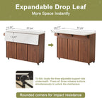 weselon 47" Mobile Kitchen Island with Storage & Drop Leaf, Rolling Kitchen Cart on Wheels with 2 Drawers, Adjustable Shelves, Towel Rack & Hooks, Faux Marble Top Island Table for Kitchen (Walnut)
