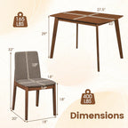 Giantex Dining Table Set for 4, Rectangular Kitchen Table and Chairs Set w/Rubber Wood Frame, Padded Seats & Backrests, Space-saving Dinette Set for Small Space, Apartment, Dining Room, Breakfast Nook
