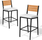 Crestlive Products Outdoor Bar Stools Set of 2, Patio Counter Height Barstools with Cushions, Tall Chairs with Back and Footrest for Deck, Lawn, Garden, Backyard, Poolside, Or Indoor Use