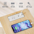 HOOBRO Side Table, Narrow End Table with 2-Tier Storage, Small Side Table with Charging Station, Fabric Pockets, Nightstand for Small Spaces, Living Room, Bedroom, White and Natural WN426UBZ01